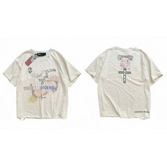 PALY Hollywood Cross & Art Graphic T-Shirt - Cream