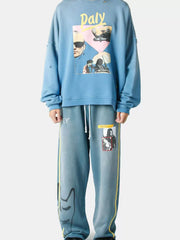 PALY Hollywood Vintage Graphic Sweatpants - Blue