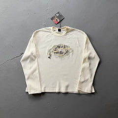 Derschutze Waffle Knit Center Landscape Long-Sleeve Tee - Cream