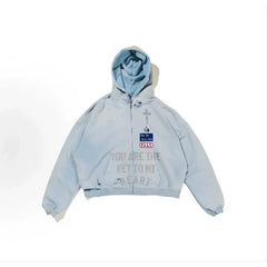 PALY Hollywood "Key To My Heart" Zip-Up Hoodie - Light Blue