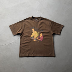 Derschutze Vintage Character Scene T-Shirt - Brown