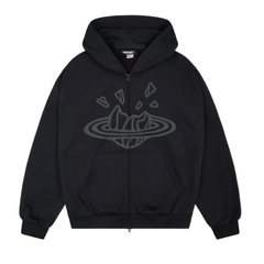 Broken planet midnight black zipper hoodie