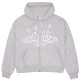 BROKEN PLANET MARKET 'OUTER SPACE' ZIP-UP HOODIE (STONE GRAY)