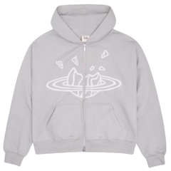 BROKEN PLANET MARKET 'OUTER SPACE' ZIP-UP HOODIE (STONE GRAY)