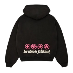 BROKEN PLANET MARKET 'HEARTS ARE MADE TO BE BROKEN' HOODIE (SOOT BLACK)