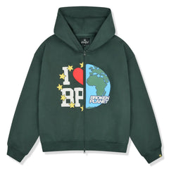 Broken Planet Zip Up Hoodie My Planet Emerald Green