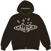 Broken Planet Market Dark Brown Zip Up Hoodie