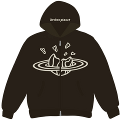 Broken Planet Market Dark Brown Zip Up Hoodie
