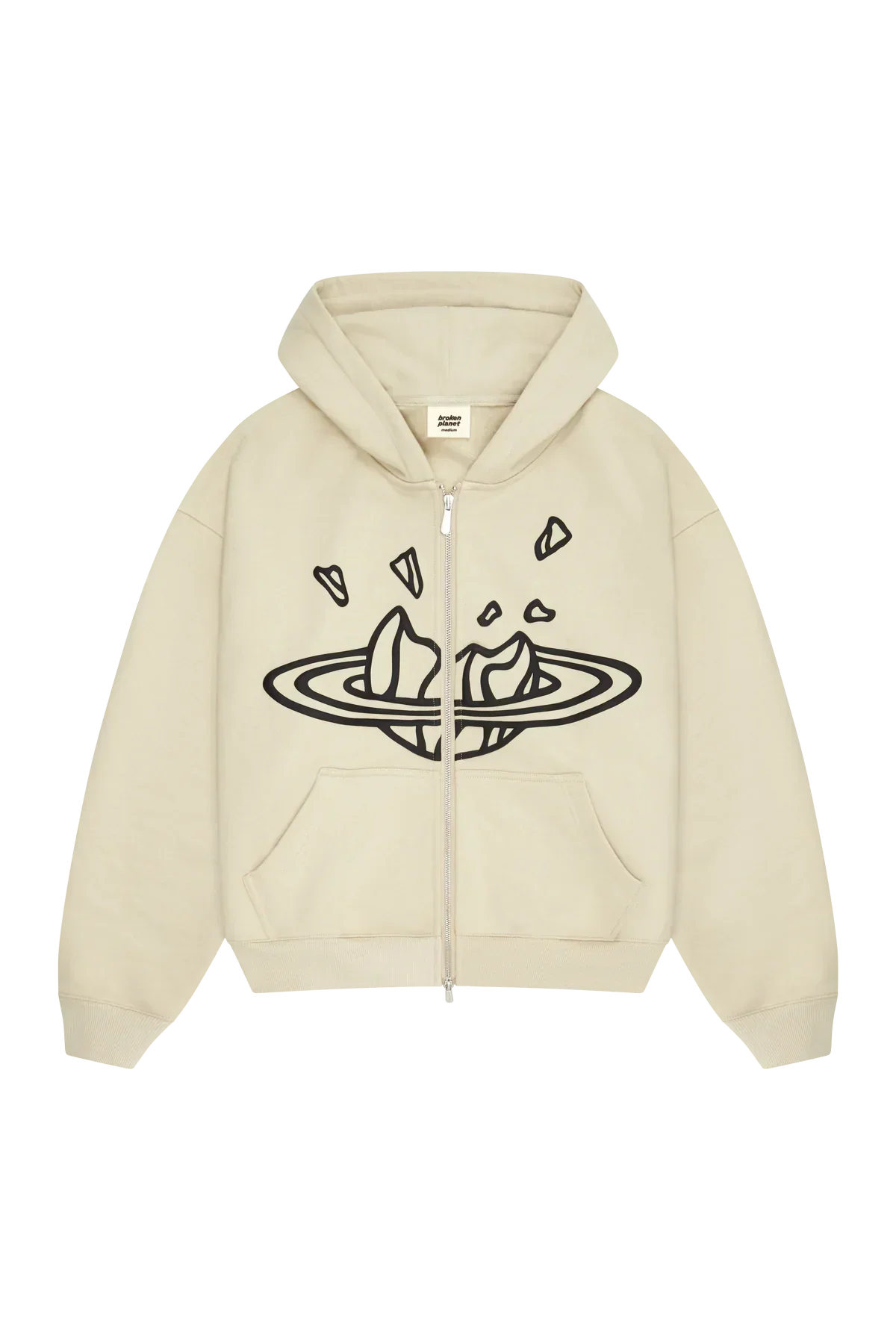 Broken Planet Market Bone White Zip Up Hoodie