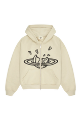 Broken Planet Market Bone White Zip Up Hoodie