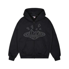 Broken Planet Market Midnight Black Zip Up Hoodie