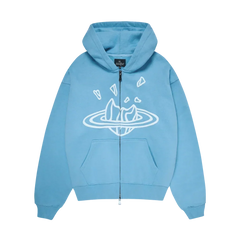 Broken Planet Market Light Blue Black Zip Up Hoodie