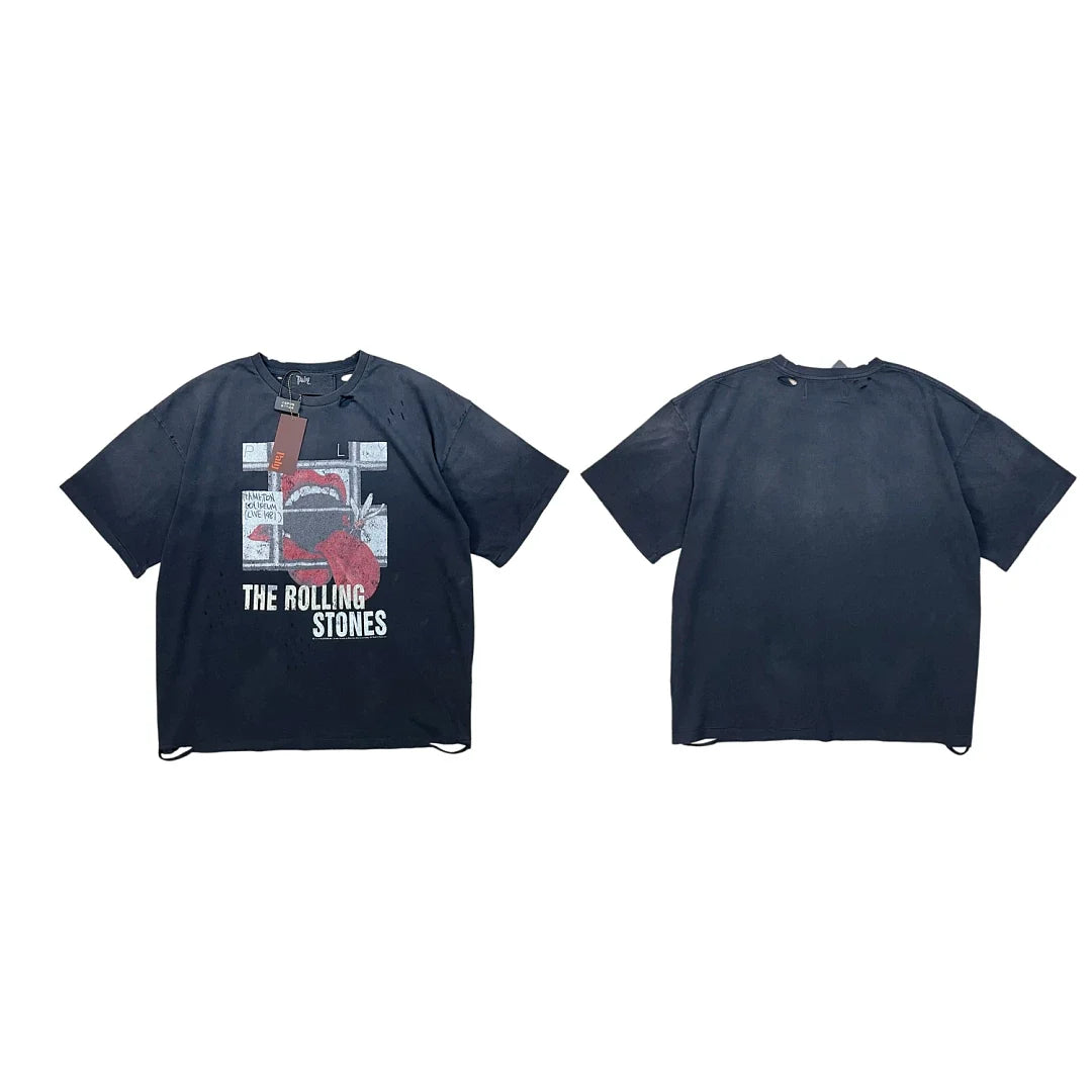 PALY Hollywood Rock Style Collage Graphic T-Shirt - Black