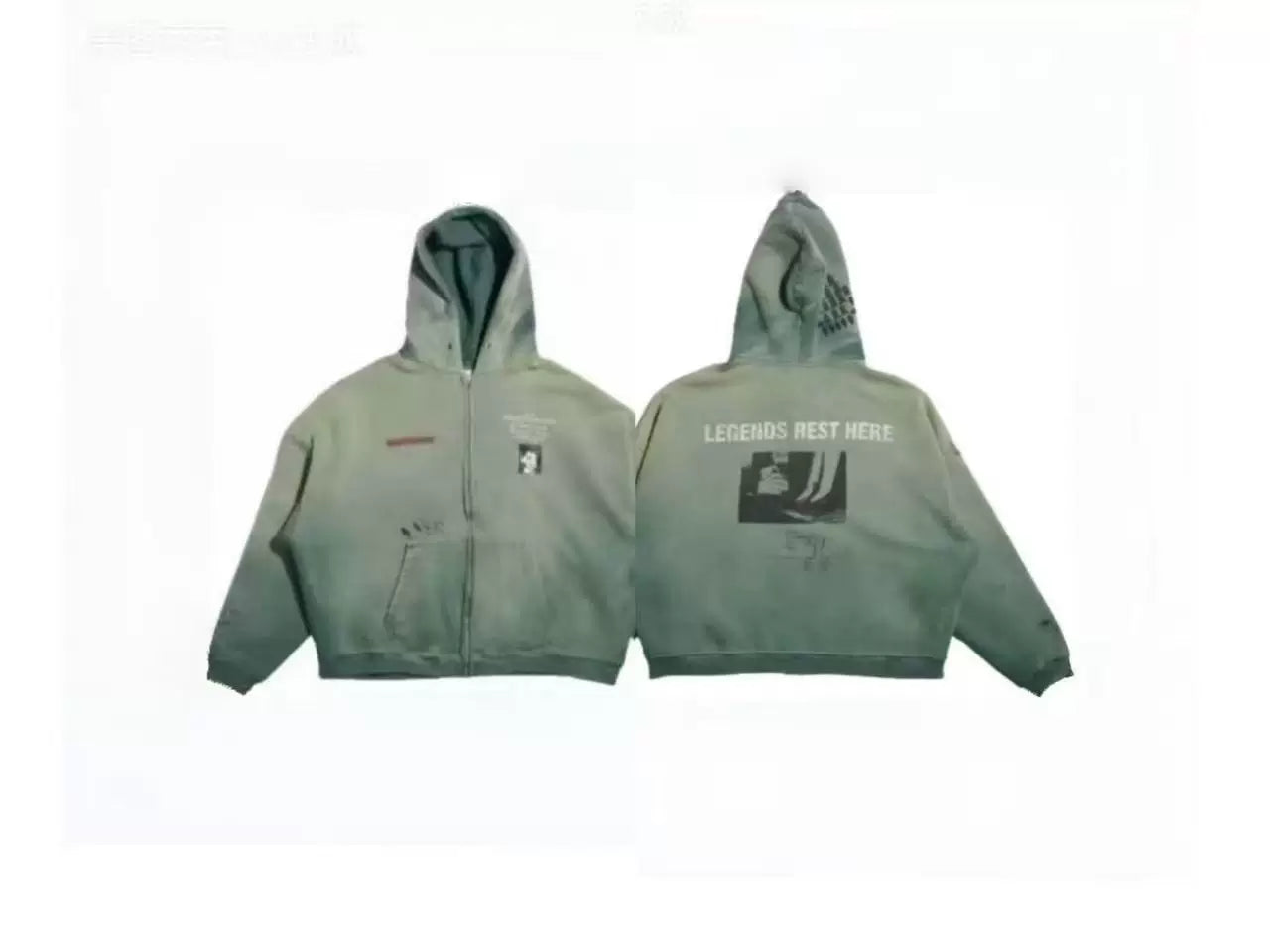 PALY Hollywood "Legends Rest Here" Gradient Zip-Up Hoodie - Green