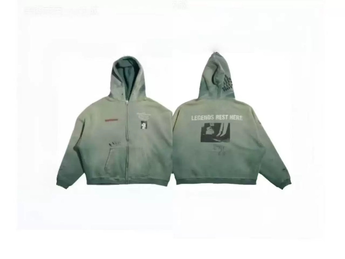 PALY Hollywood "Legends Rest Here" Gradient Zip-Up Hoodie - Green