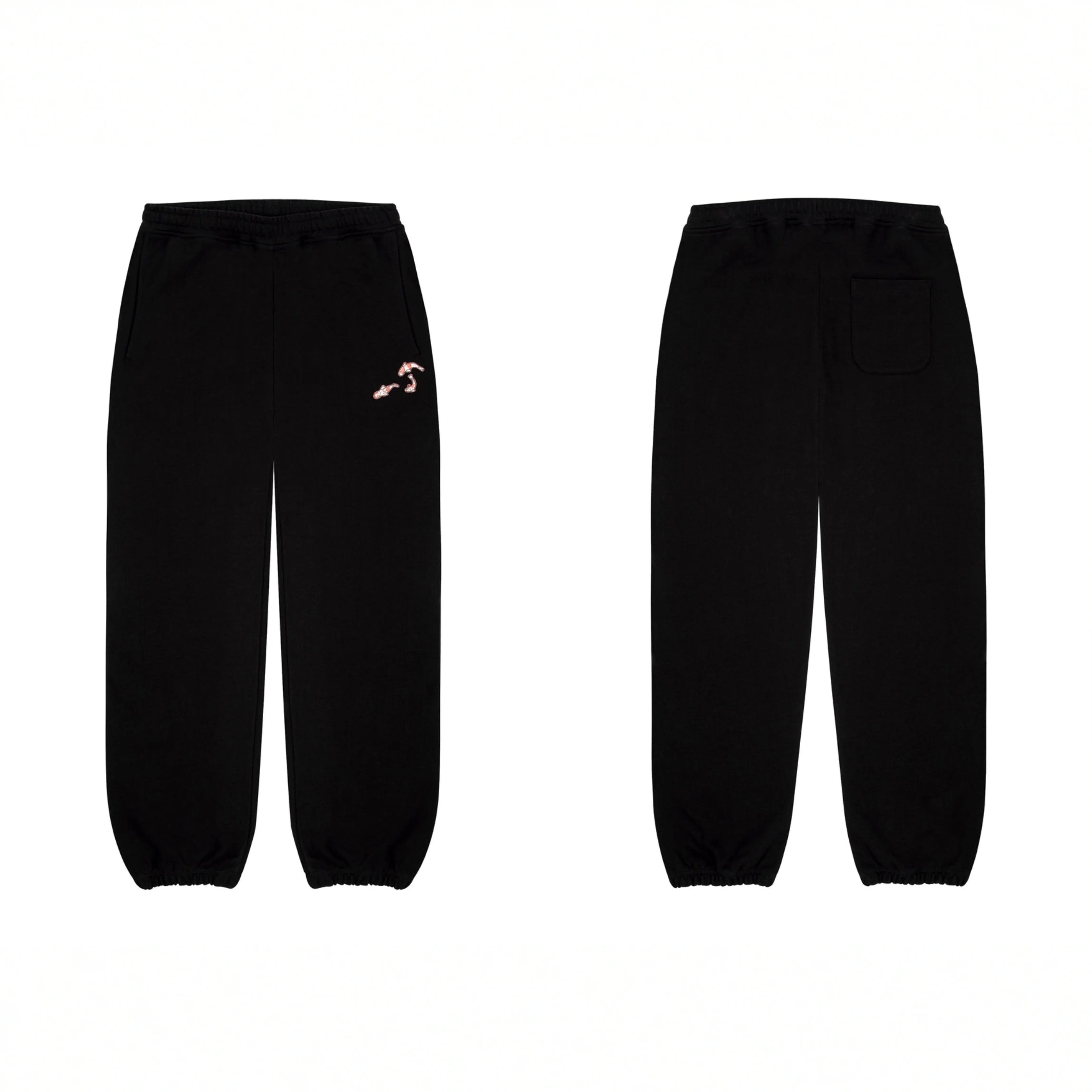 Derschutze Koi Fish Embroidery Sweatpants - Black