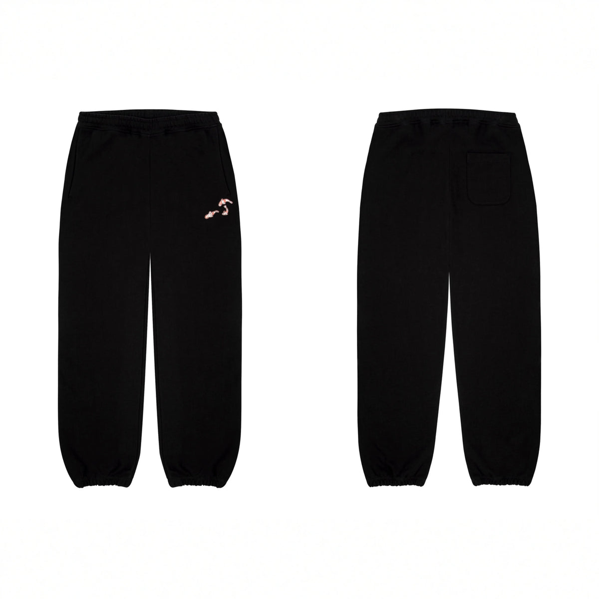Derschutze Koi Fish Embroidery Sweatpants - Black