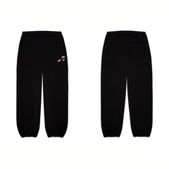 Derschutze Koi Fish Embroidery Sweatpants - Black