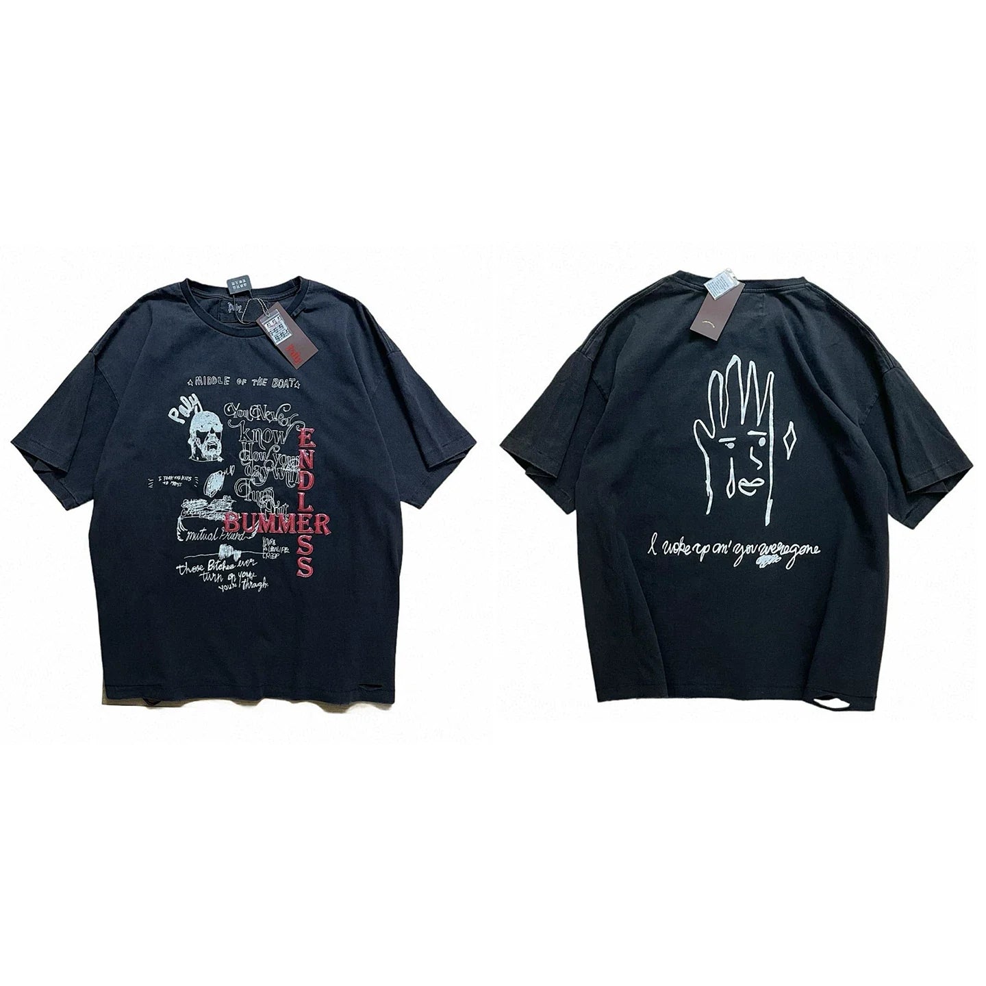 PALY Hollywood Hand & Slogan Graphic T-Shirt - Black