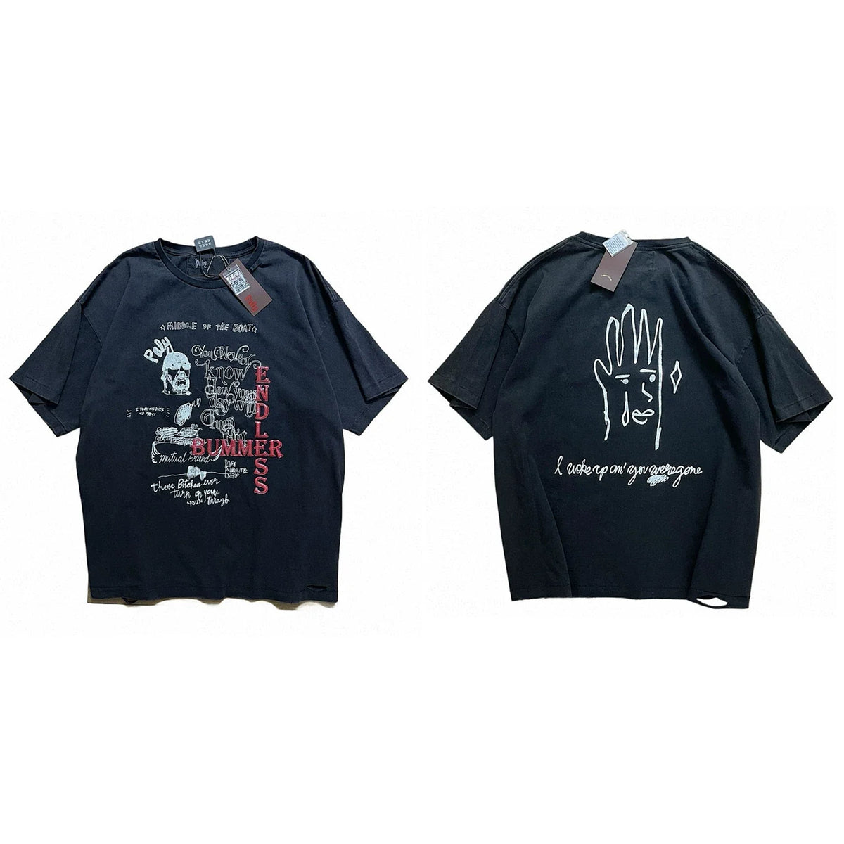 PALY Hollywood Hand & Slogan Graphic T-Shirt - Black