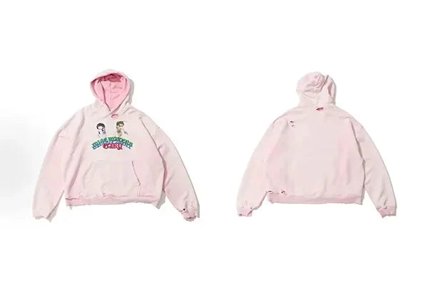 PALY Hollywood Cartoon Character Graphic Hoodie - Pink