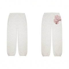 Derschutze Cherry Blossom Embroidery Sweatpants - Oatmeal Marl