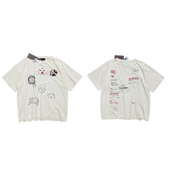 PALY Hollywood Hand-Drawn Doodle & Signature Graphic T-Shirt - Cream