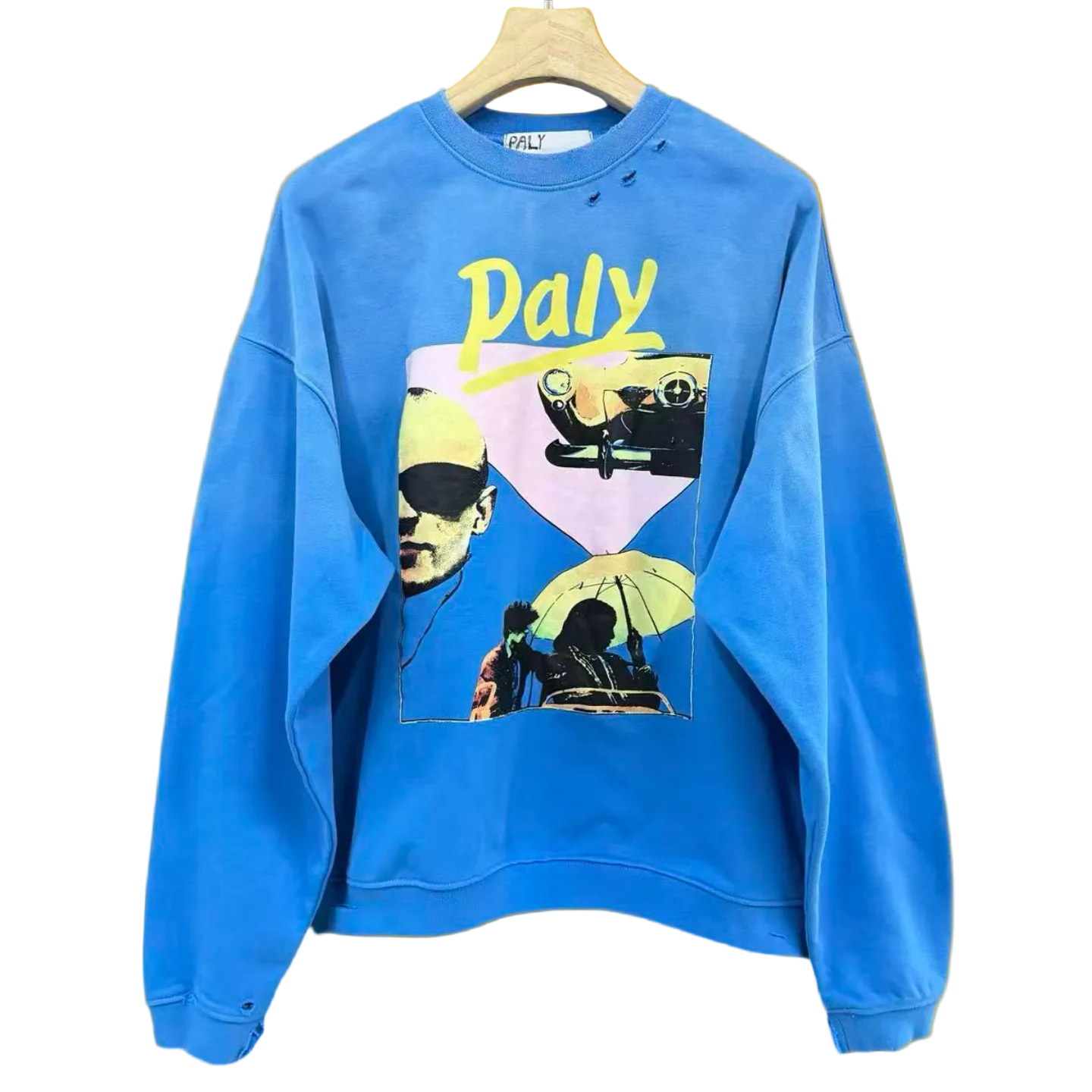 PALY Hollywood Vintage Collage Graphic Sweatshirt - Blue