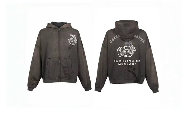 PALY Hollywood "Carrying The Message" Zip-Up Hoodie - Charcoal