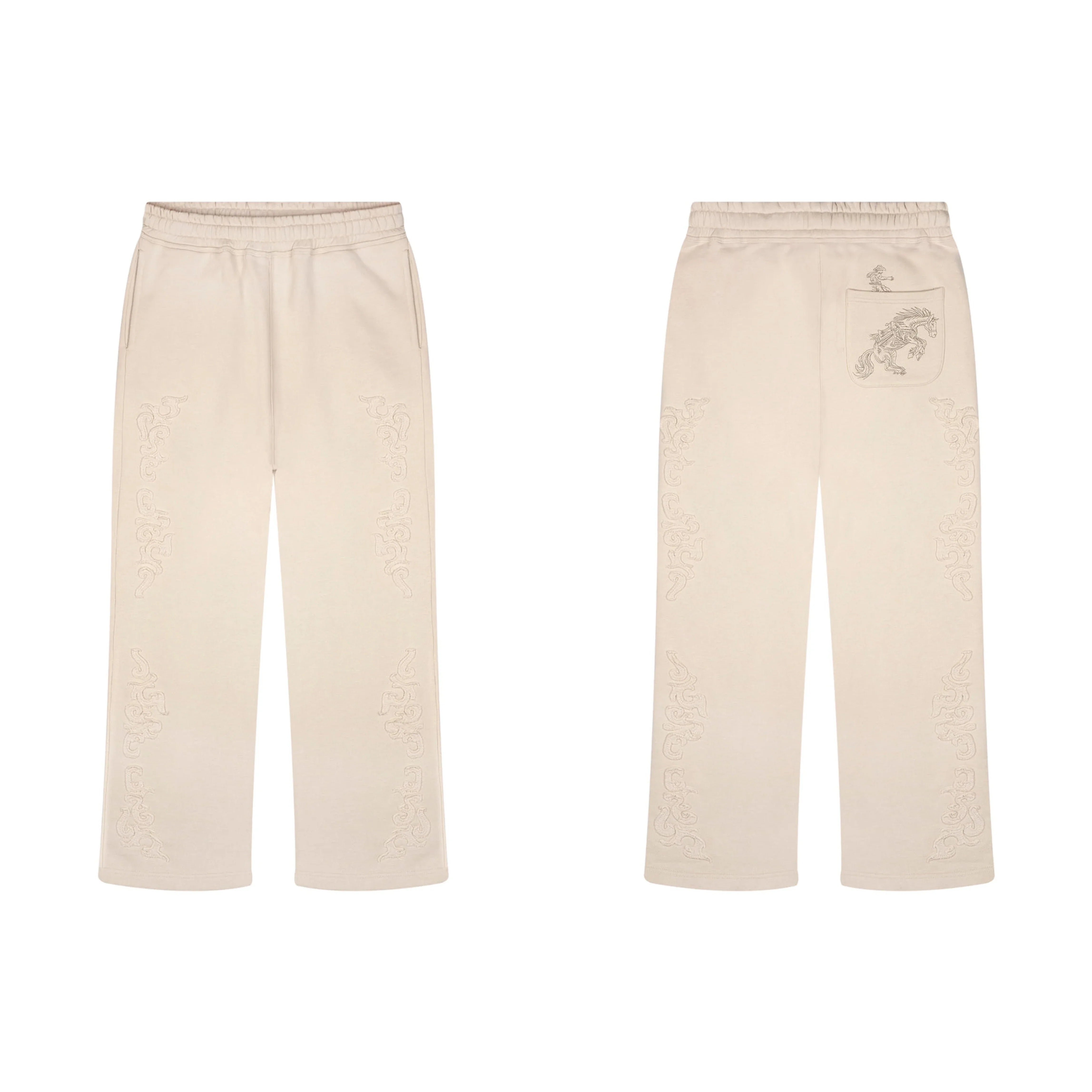 Derschutze Ornate Vine Embroidery Sweatpants - Cream