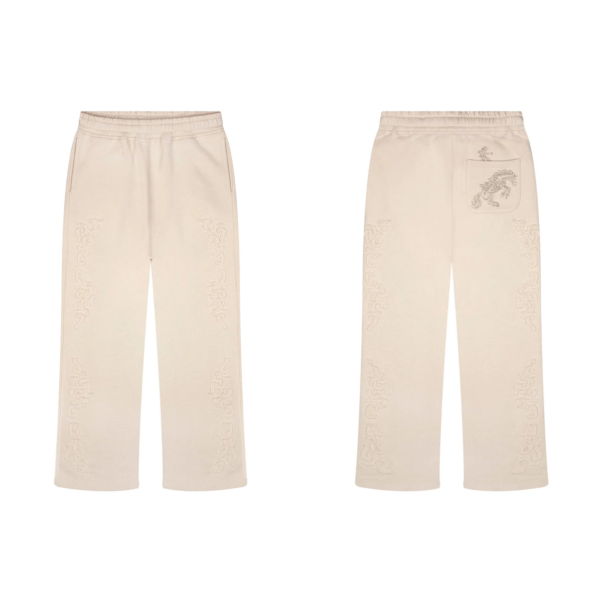 Derschutze Ornate Vine Embroidery Sweatpants - Cream