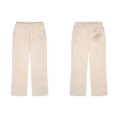 Derschutze Ornate Vine Embroidery Sweatpants - Cream