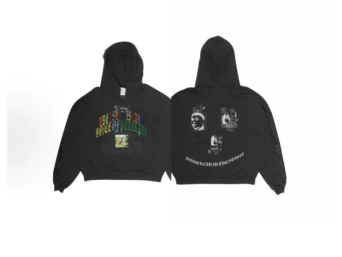 PALY Hollywood Multi-Color Slogan Graphic Hoodie - Black