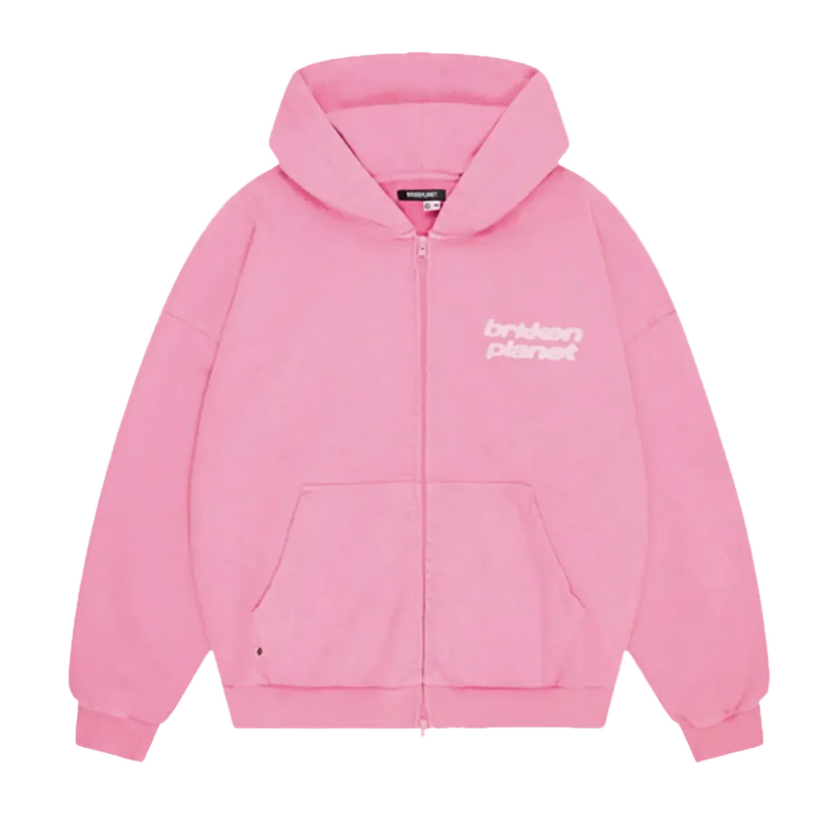 Broken Planet Star Logo Zip Up Hoodie Candy Pink