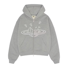 Broken Planet Zip Up Hoodie Heather Grey