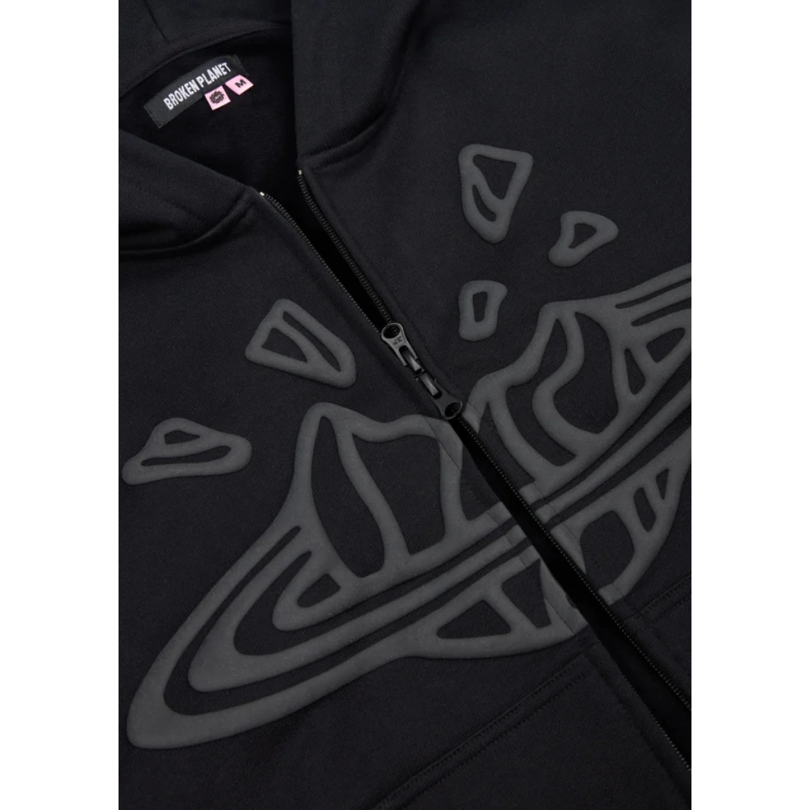 Broken planet midnight black zipper hoodie
