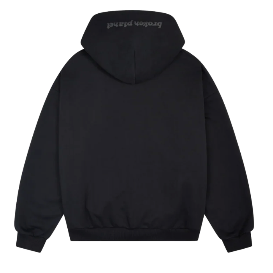 Broken planet midnight black zipper hoodie