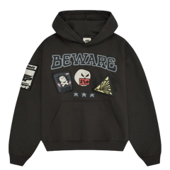 BROKEN PLANET MARKET 'BEWARE SKULLY' HOODIE (SOOT BLACK)