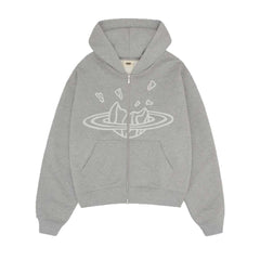Broken Planet Heather Grey Zip Up Hoodie