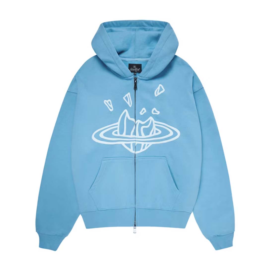 Broken Planet Heather Light Blue Zip Up Hoodie