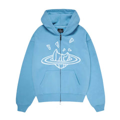 Broken Planet Heather Light Blue Zip Up Hoodie