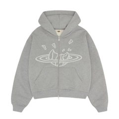 BROKEN PLANET MARKET 'OUTER SPACE' ZIP-UP HOODIE (HEATHER GRAY)